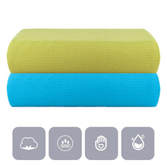 Casa Copenhagen Designed In Denmark Waffle Super Soft 2 Pieces 100% Cotton Large Bath Towel 525 Gsm - Teal Blue & Lime Green