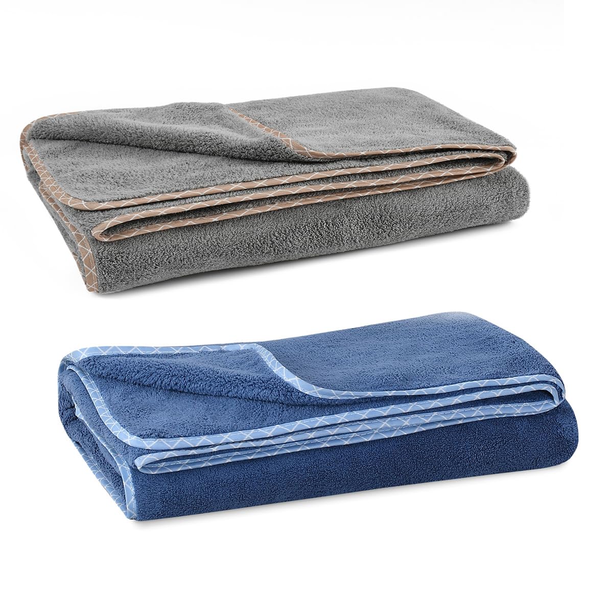 Urbanleaf Microfiber Large Bath Towel Quick Dry Super Absorbent Bath Towel | Towel For Bath, Travel, Gym, Beach, Pool & Yoga (Grey & Navy Blue)