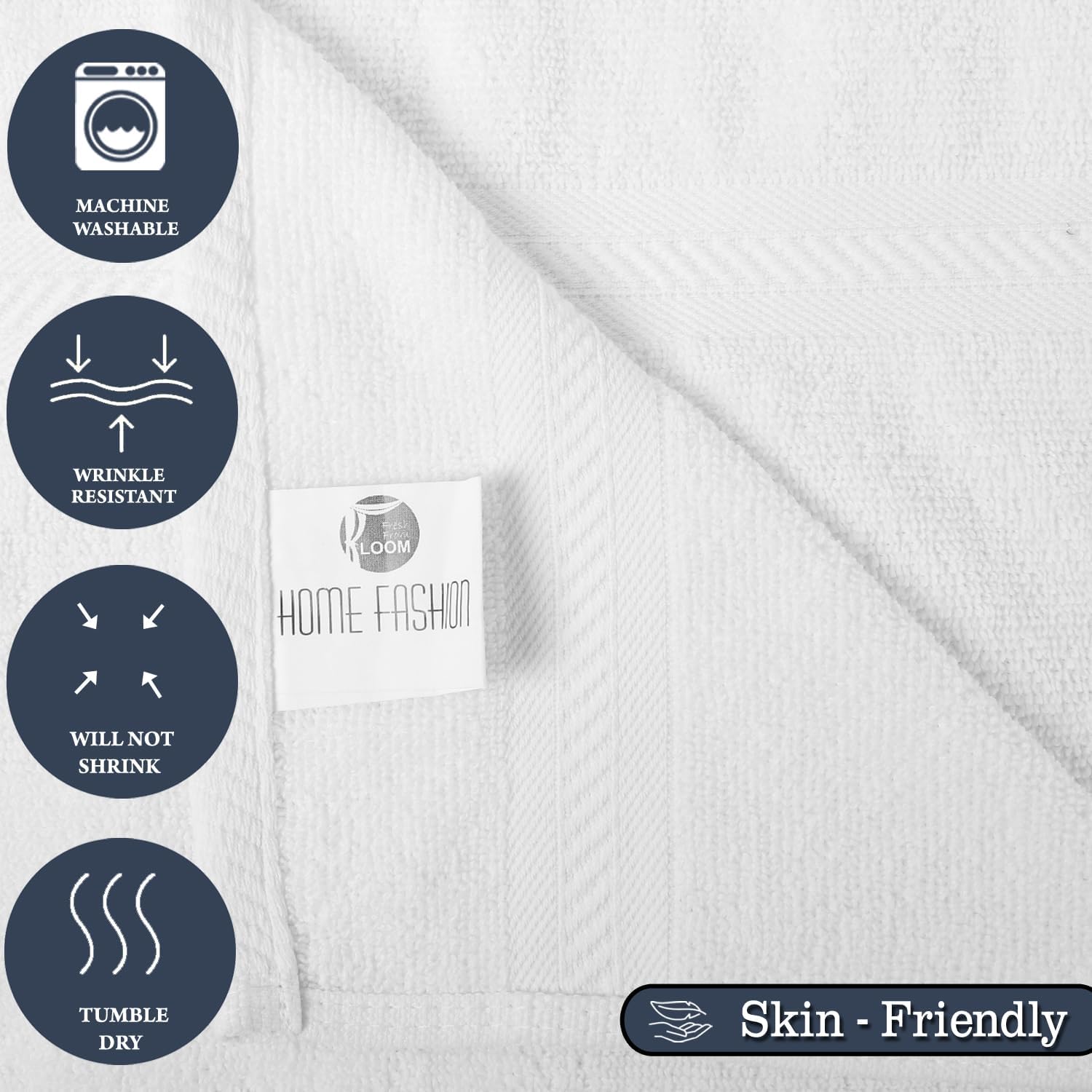 Fresh From Loom Cotton Hand Towel 1200 Gsm | Gym Towel- White (6 Pcs)