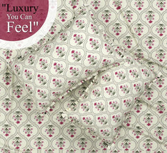 1 Double Bedsheet & 2 Pillow Covers With 1 Comforter Set - 90 X 100 Inches, Almond & Pink | Super Soft Glace Cotton King Size - 4 Pcs Bedding Set | Perfect Gifts Set Wedding, Anniversary