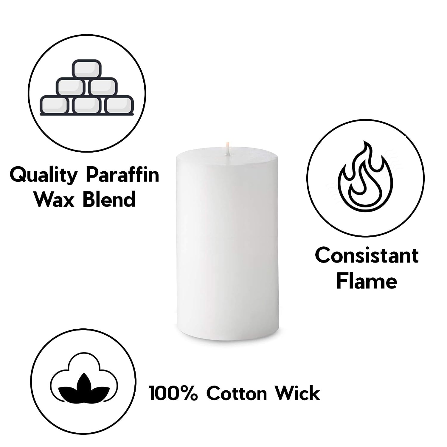 4 INCHES WHITE PILLAR CANDLES SET OF 2 | BURNING TIME 60 HOURS BEST FOR BIRTHDAY