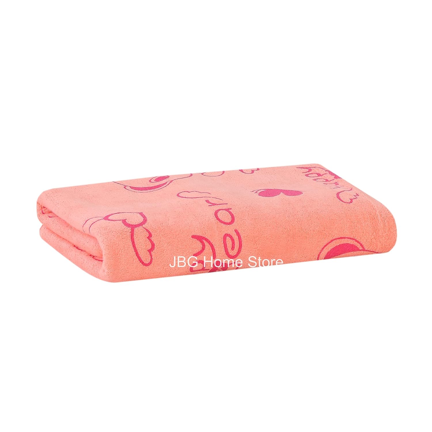 Jbg Home Store Kids Bath Towel 250 Gsm | Premium Microfiber Quick Drying Towels For Babies, Cartoon Print Wash Dry Cloth Towel (Peach Bear) - 1 Pcs