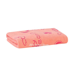 Jbg Home Store Kids Bath Towel 250 Gsm | Premium Microfiber Quick Drying Towels For Babies, Cartoon Print Wash Dry Cloth Towel (Peach Bear) - 1 Pcs