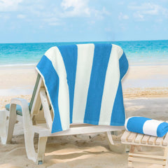 Maxnap Sunstripe Premium Cabana Striped Towel 600 Gsm | 100% Cotton, Soft & Quick-Dry Pool Towels - Set Of 2 (Blue)
