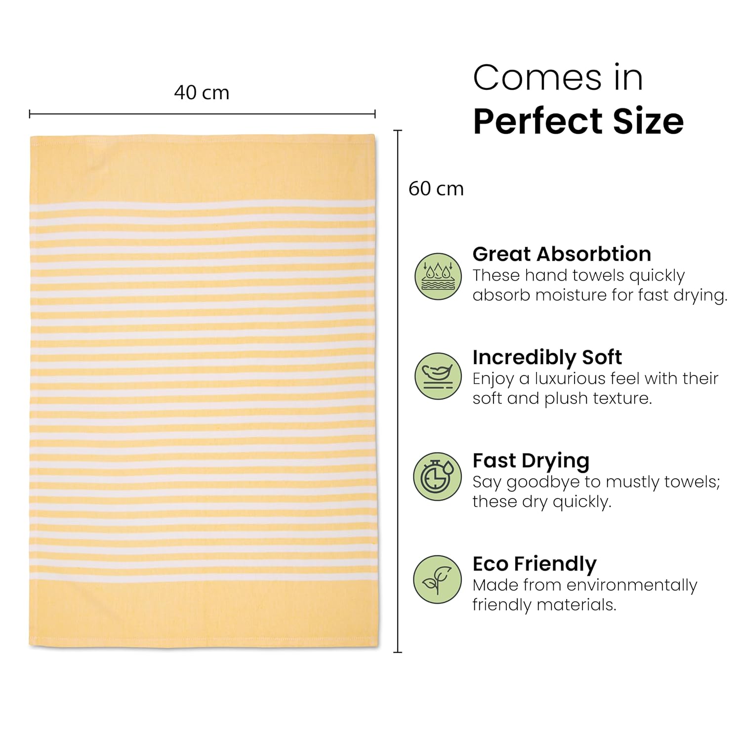 Mush Bamboo Turkish Hand Towels 250 Gsm | 100% Bamboo Gym Towel For Men & Women | Ultra Soft, Absorbent & Quick Dry Towel | Yellow & Ice Melt Blue (Set Of 2)