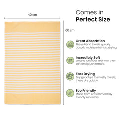 Mush Bamboo Turkish Hand Towels 250 Gsm | 100% Bamboo Gym Towel For Men & Women | Ultra Soft, Absorbent & Quick Dry Towel | Yellow & Ice Melt Blue (Set Of 2)
