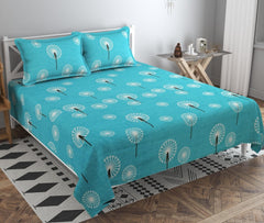 King Size 1 Bedsheets With 2 King Size Pillow Covers - 108 X 108 Inches, Sky Blue & White | Luxury Soft Sheets, Breathable, Shrinkage | 3 Pcs Set