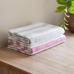 Thirsty Towel By Doctor Towels 250 Gsm | Waffle Cotton Bath Towel Super Soft & High Absorbency Towel, Quick Dry Towels For Men, Women & Kids (Pack Of 2 - Red & Grey)