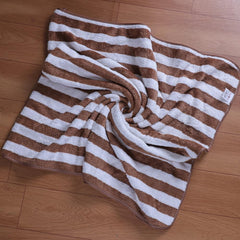 Fezora Microfiber Bath Towels Strip 290 Gsm | Extra Soft Plush & Quick Dry High Absorbency Large Size Towels For Bathing (Brown & White)
