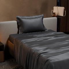 Single Bedsheet With 1 Pillow Cover - 60 X 90 Inches, Dark Grey | Premium Bedding Set, Home Decor, Wedding Gift For Couples, Housewarming, Anniversary