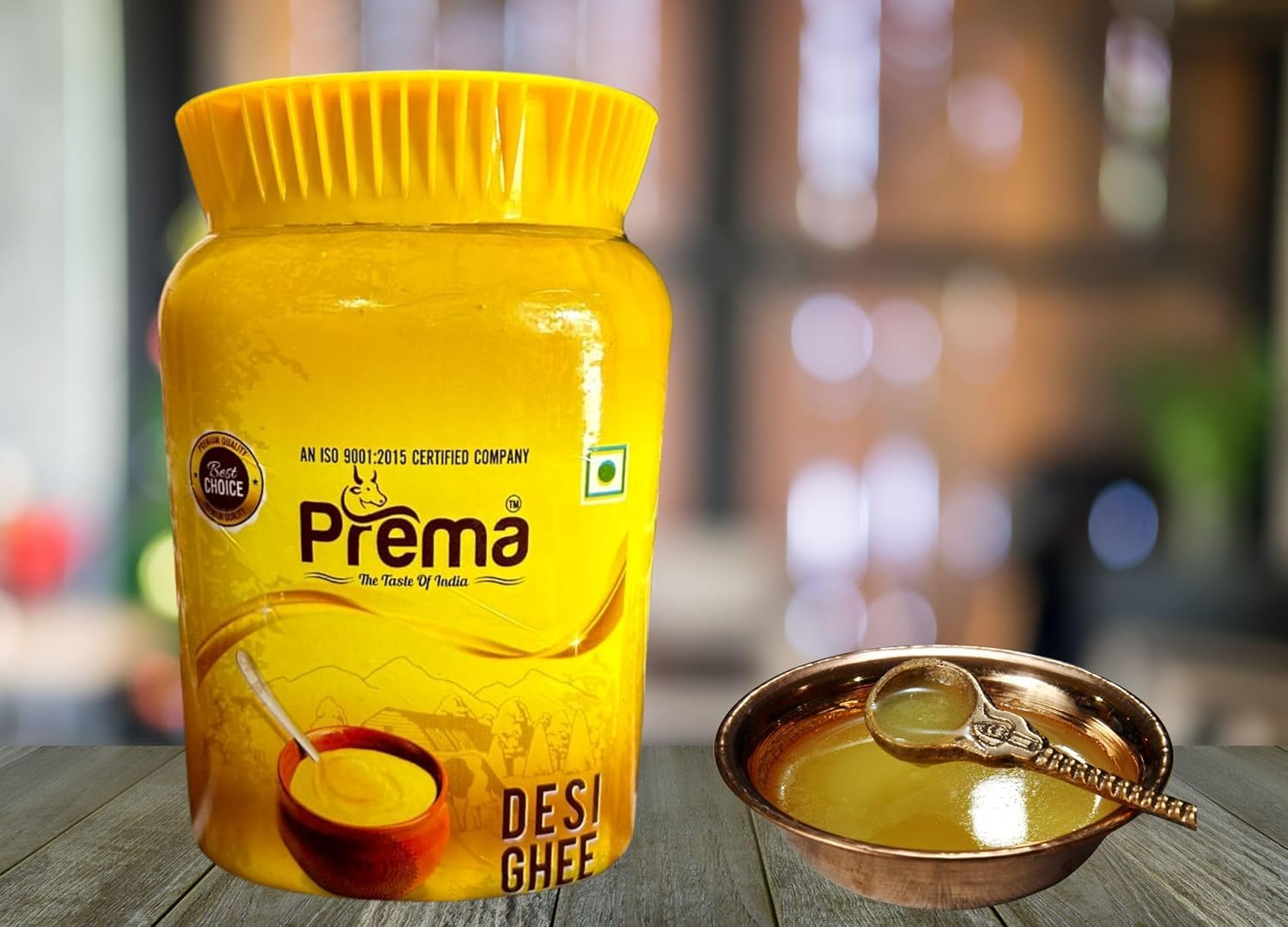 100% Pure Desi Ghee By Prema | Homemade Rich In Taste & Nutrients Desi Ghee Perfect For Dhokla | 4 Litre (1 Litr * 4) 135.2 Ounce | Jar Pack