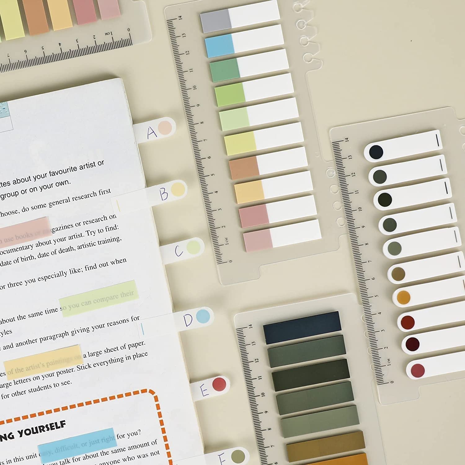 Sticky Tabs, Sticky Index Tabs Sticky Notes With Ruler Color Sticky Tabs - 600 Pcs