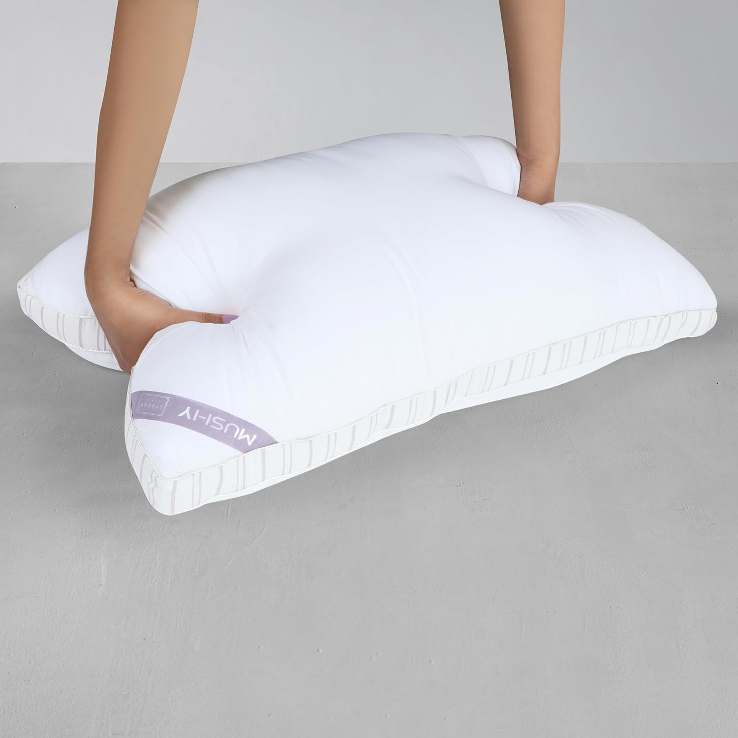 Microfiber Mushy Pillow For Sleeping & Neck Pain Relief, White - 55 X 86 Cm | Suitable For Back Side Sleeper & Stomach Sleeper | Comfortable & Breathable, Hypoallergenic - Set Of 2