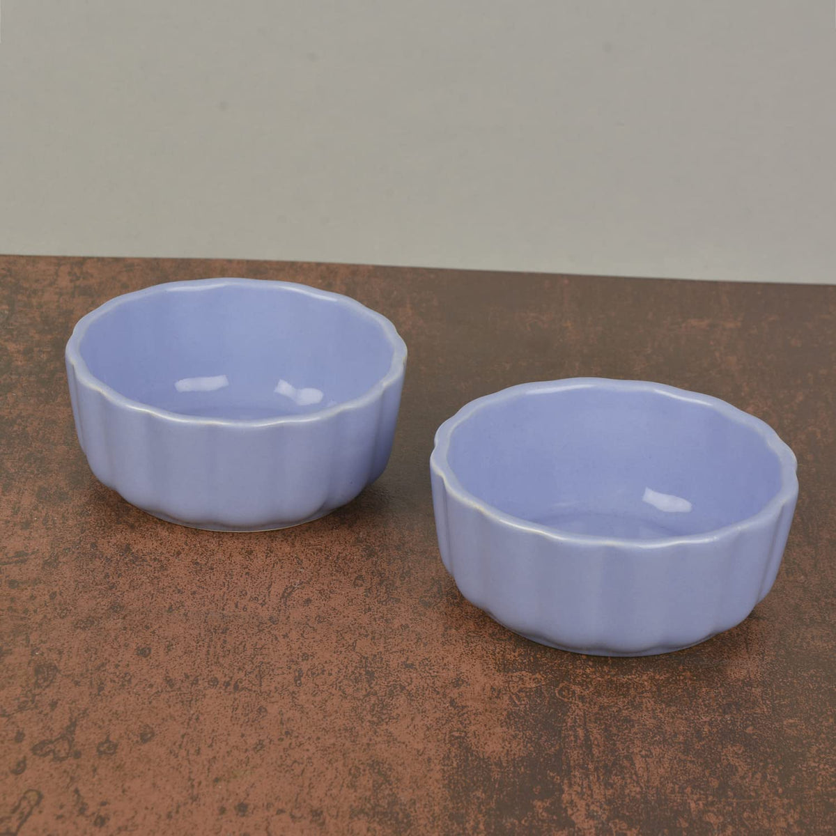 Hand Glazed Ceramic Dip Bowls Set Of 2 - Pastel Purple, 100ml Each | Chutney Bowls, Ketchup Bowls - Pickle Serving Bowls