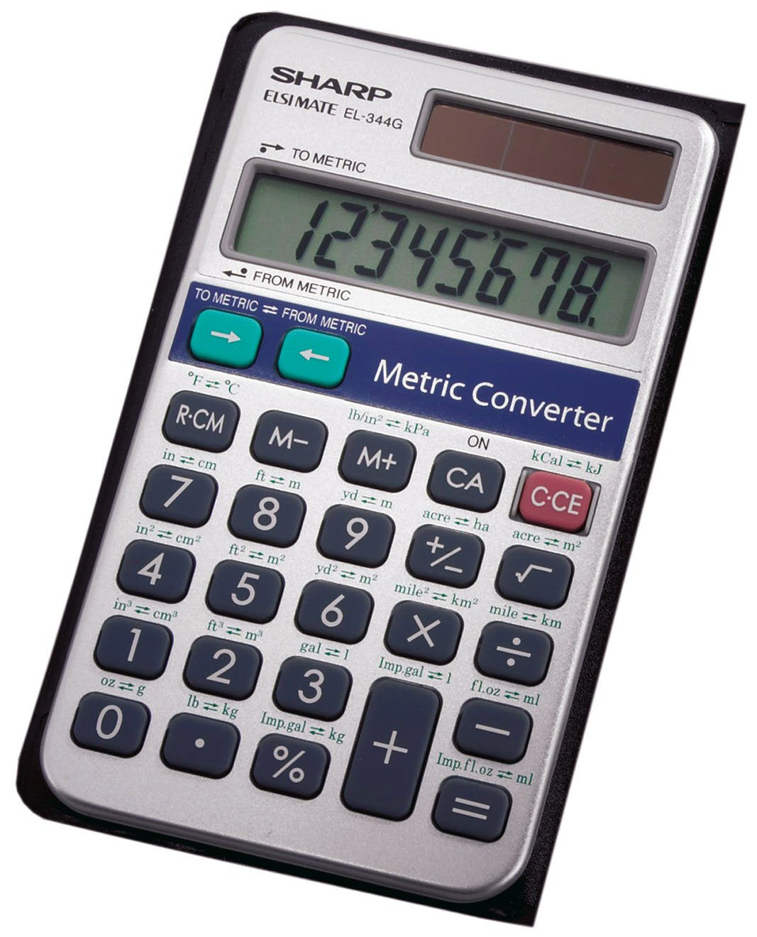 Sharp EL344RB 10-Digit Calculator With Punctuation, Metric Converter, Solar Powered LCD Display, Small Pocket Calculator For Students & Professionals