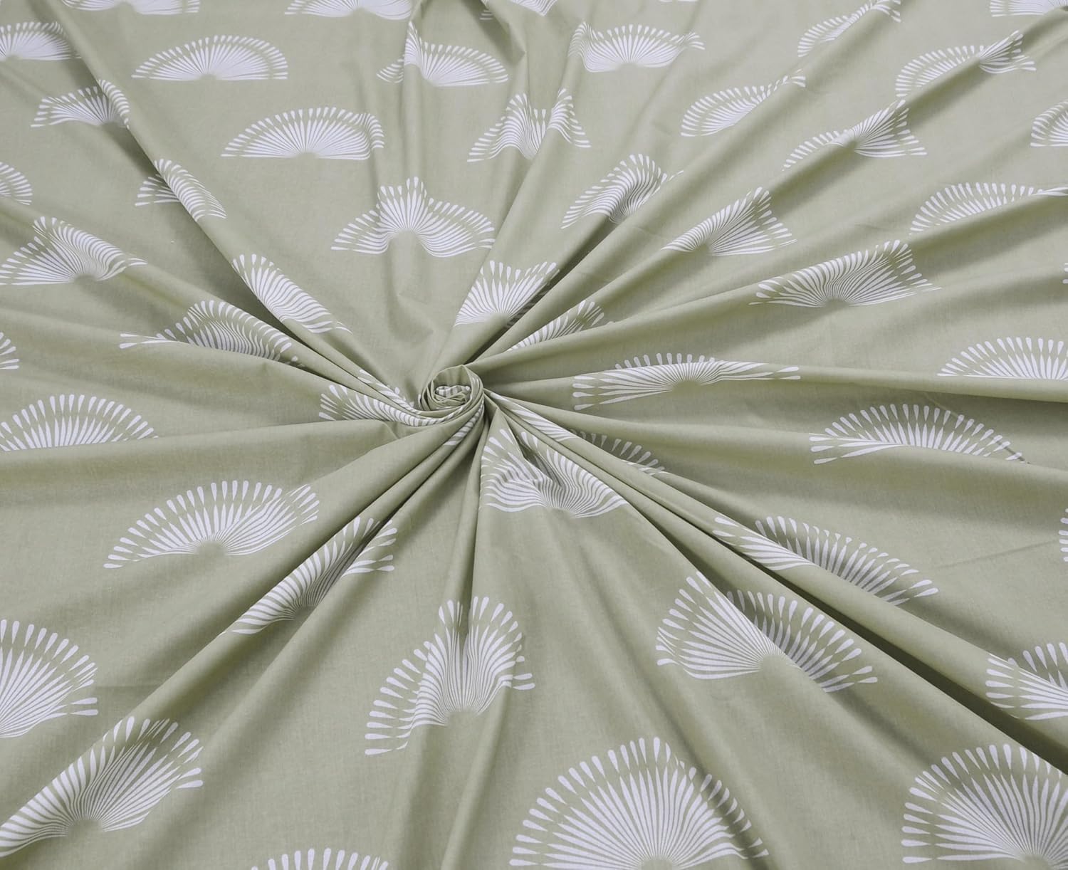 Cotton 144 TC Bedsheets For King Size Bed With 2 Pillow Covers | 108 X 108 Inches, White & Green | Breathe Easy In Cotton Comfort