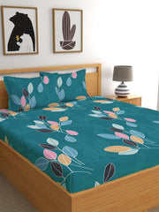 Double Bed Bedsheet With 2 Pillow Covers - 72 X 78 X 10 Inches, Green | Elastic Fitted Printed King Size Bedsheet | Soft, Breathable & Wrinkle-Free
