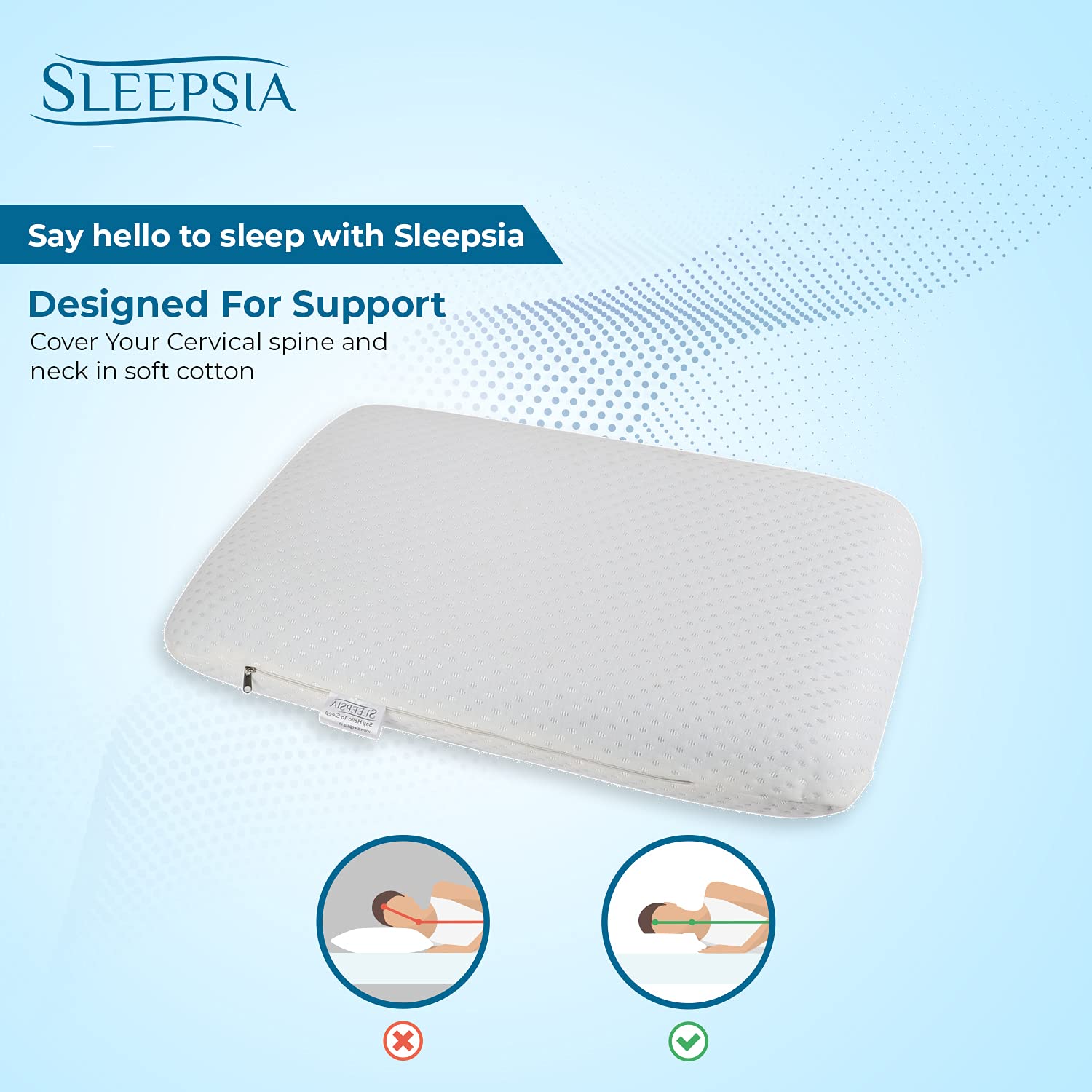 Cervical Memory Foam Pillow, White Pillow For Neck & Shoulder Pain, Standard Size - 23 X 13 X 4 Inch | Pillow For Back, Stomach, Side Sleepers, Washable Cover | Orthopedic Pillow - Pack Of 3