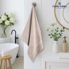 Earthy Fables Premium Bath Towel 600 Gsm | 100% Combed Cotton Ultra Soft, Quick Dry & Highly Absorbent For Home, Travel & Acne-Prone Skin (Beige)