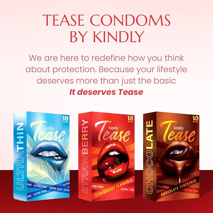 Kindly Tease Ultra Thin Strawberry Condoms For Men, Pack Of 10 -extra Sensitive
