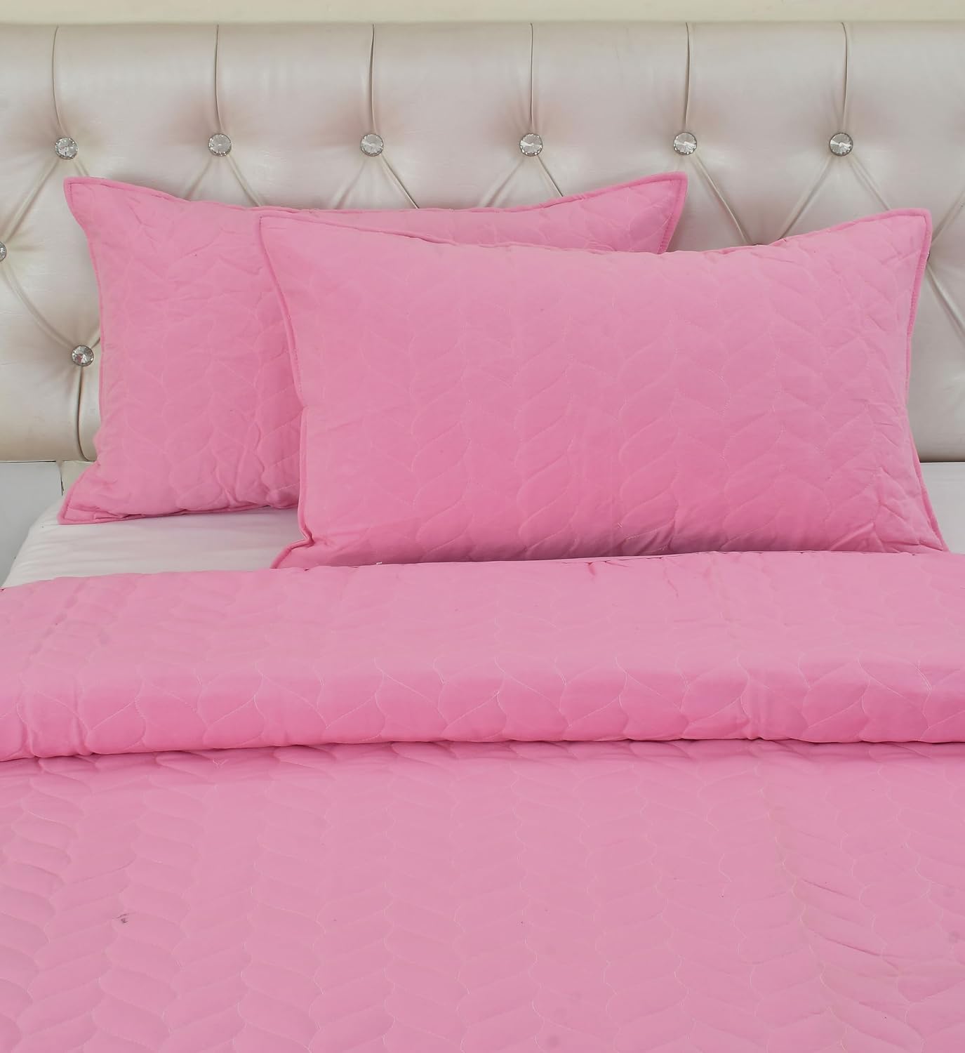Quilted Double Bedsheet For King Size With 2 Pillow Covers | 90 X 100 Inches, Pink - Super Soft Bedding Set | Suitable For All Seasons