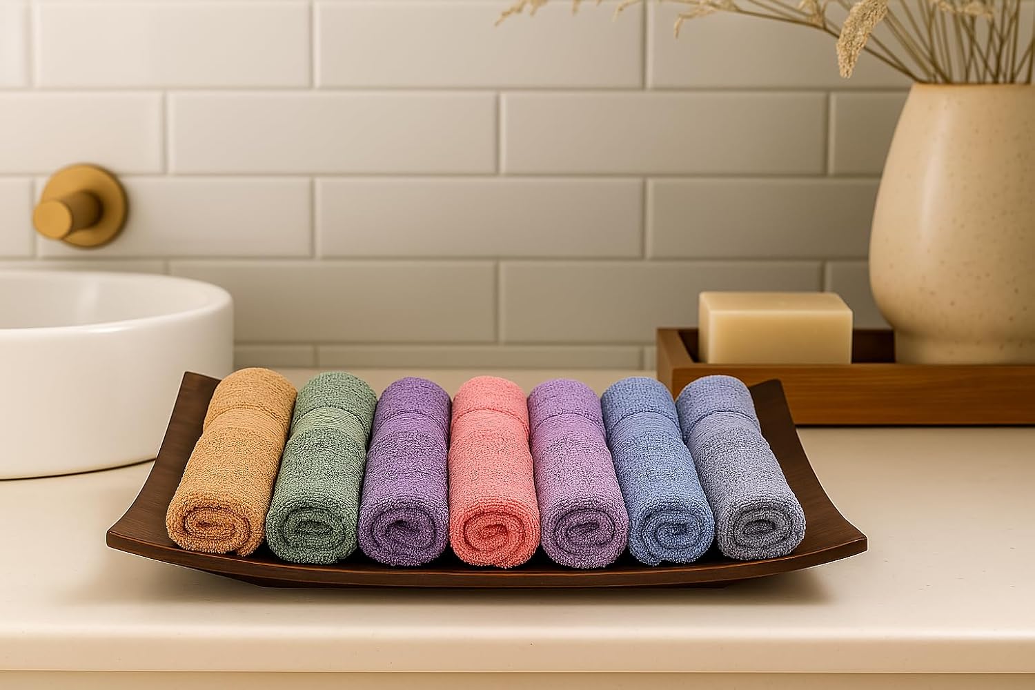 Caslino Small Cotton Face Towels 600 Gsm | Soft & Absorbent Towel For Women & Men - Multicolor (Pack Of 6)