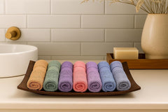 Caslino Small Cotton Face Towels 600 Gsm | Soft & Absorbent Towel For Women & Men - Multicolor (Pack Of 6)
