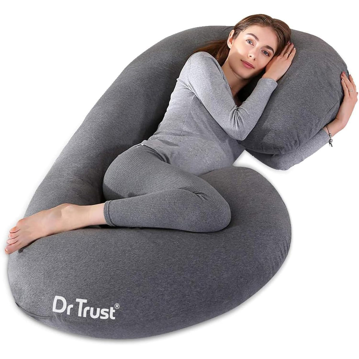 Maternity Pillow For Pregnancy Sleeping, C Shape Full Body Cushion, Grey | For Pregnant Women To Sit & Sleep Comfortable | For Sitting, Belly Support, Back Pain, Adjustable - Pack Of 1