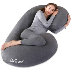 Maternity Pillow For Pregnancy Sleeping, C Shape Full Body Cushion, Grey | For Pregnant Women To Sit & Sleep Comfortable | For Sitting, Belly Support, Back Pain, Adjustable - Pack Of 1
