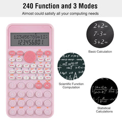EooCoo 2-Line Standard Scientific Calculator, Cute Desk Accessories, Portable and Cute School Office Supplies, Suitable for Primary School to College Student Use(Pink)