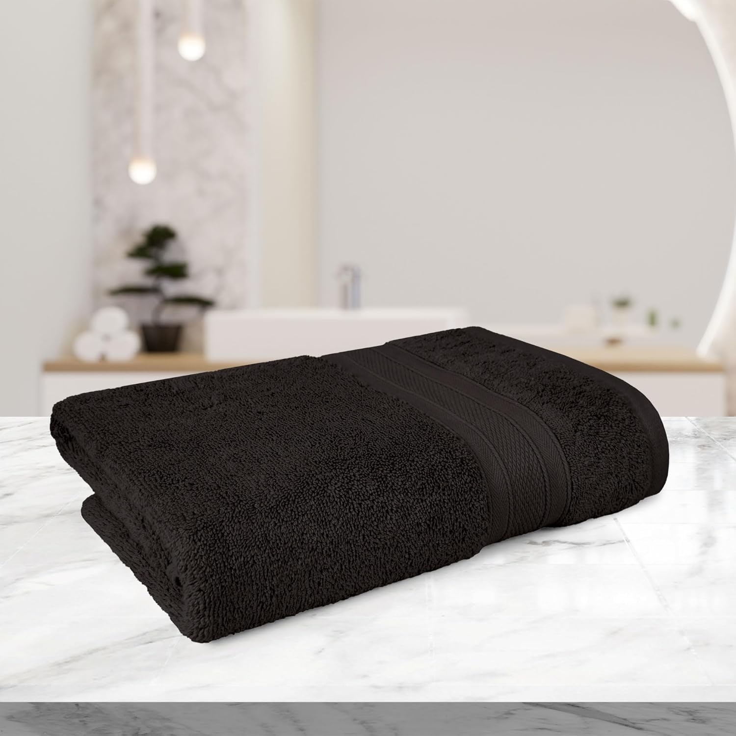Microfiber Large Bath Towel 450 Gsm | Super Soft Coral Fleece, Quick Dry Bath Towel (Black)