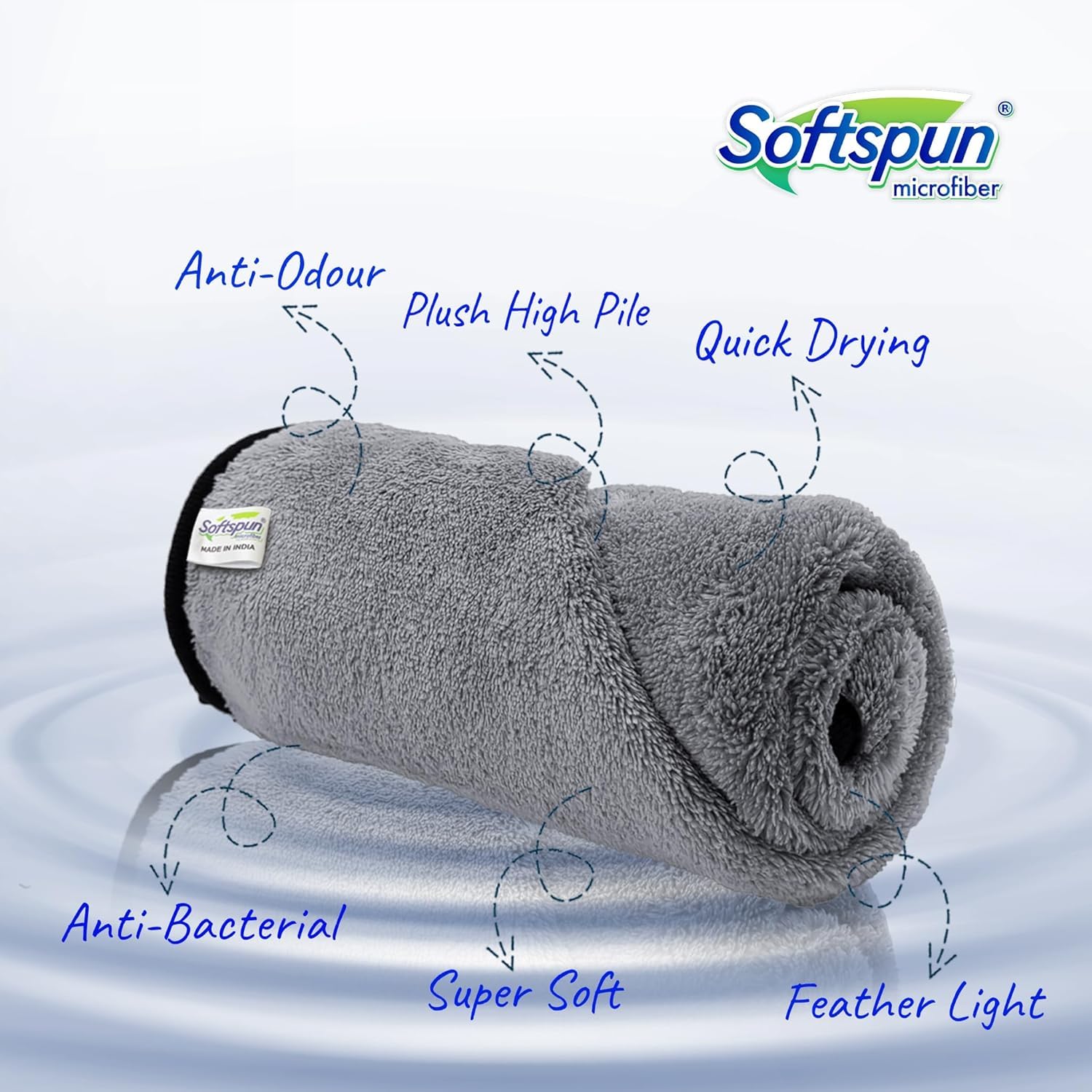 Softspun Microfiber Bath Towel 221 Gsm | Ultra Absorbent Super Soft & Comfortable Quick Drying For Men & Women Daily Use Extra Large Size Towel (Light Grey)