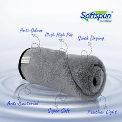 Softspun Microfiber Bath Towel 221 Gsm | Ultra Absorbent Super Soft & Comfortable Quick Drying For Men & Women Daily Use Extra Large Size Towel (Light Grey)