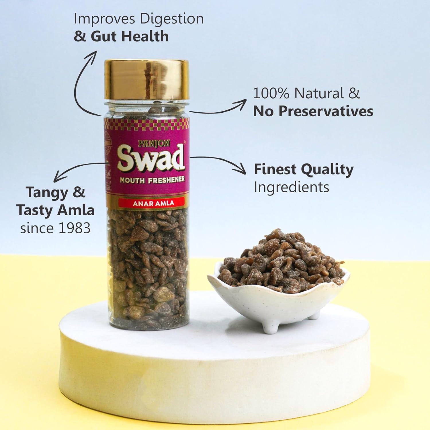 Panjon Swad Anar Amla & Coloured Saunf Mouth Fresheners 300gm, (150gm *2 Bottles)
