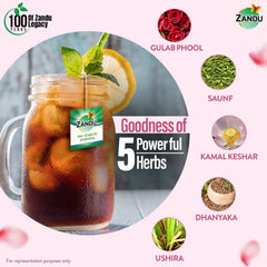 Zandu Calming & Refreshing Herbal Infusion Tea - 25 Tea Bags | 1st Ayurvedic Iced Herbal Tea With Taste & Health Benefits - Improves Skin Health | Caffeine Free