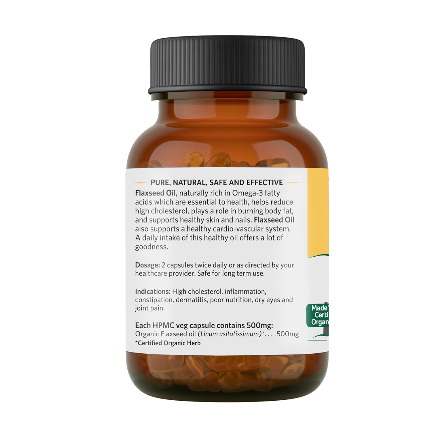 Organic India Flaxseed Oil Capsules, Helps Protect Heart & Brain Health | 60 Capsules 100gm 0.2lbs Each Pack Of 2