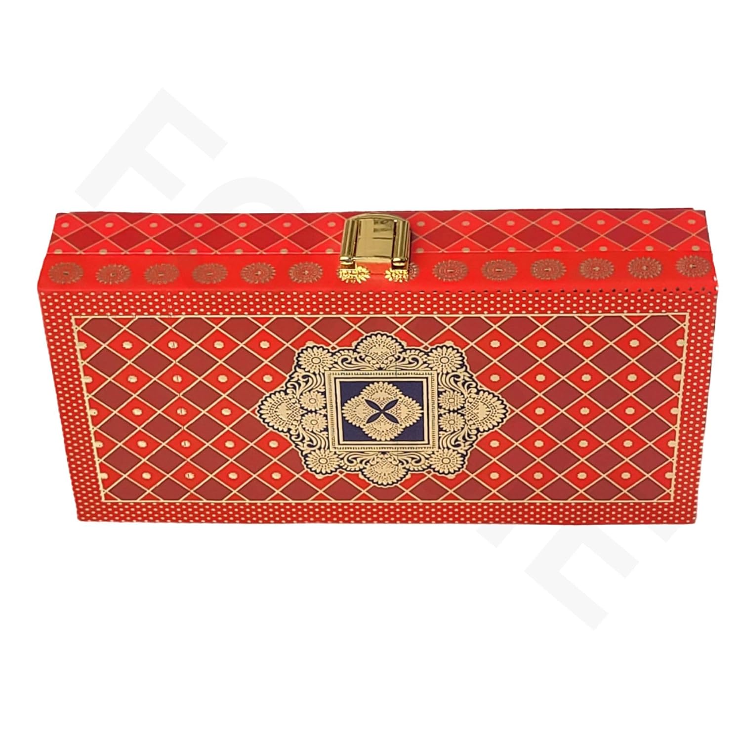 Fancy Shagun Cash Box Or Gaddi Box For Gifting Money On Wedding, New Born Baby, Ring Ceremony Pattern1pc, Material - Wood, Colour - Red Mesh