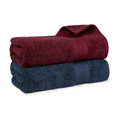 Mytrident Soft Comfort Air Rich 100% Cotton Bath Towel 1000 Gsm | Highly Absorbent Towels For Men & Women Bath Towel (Wine Red & Navy) - 2 Pcs