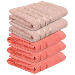 Kuber Industries Face Towel 1000 Gsm | Towels For Daily Use Workout Hand Towel | Lining Design | Pack Of 5 (Orange & Brown)
