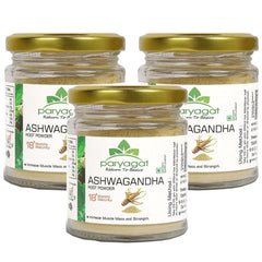 Paryagat Ashwagandha Root Powder 100% Pure Herbal Supplement For Stress Relief, Energy Boost & Immune Support | 100gm 0.2lbs Each Pack Of 3