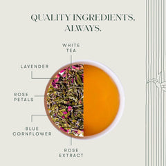 Luxmi Estates Lavender Valley Rose White Peony Tea Bags - 50gm, 1.7 Ounce, 25 Tea Bags | USDA Certified Organic White Tea - Low Caffeine Tea For Good Sleep | Rich In Antioxidants, Gluten Free
