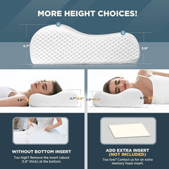 Memory Foam Pillow, Contour Cervical Orthopedic Pillow For Sleeping, White | For Neck Pain & Shoulder Pain Relief | Ergonomic Cervical Pillow, Neck Support Pillow For Side, Back, Head