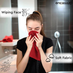Encasa Xo Kitchen Hand Towels Set 150 Gsm | Waffle Weave & Flat Hand Towel | Quick Drying Reusable Cotton Washcloths | Set Of 6 (Red)