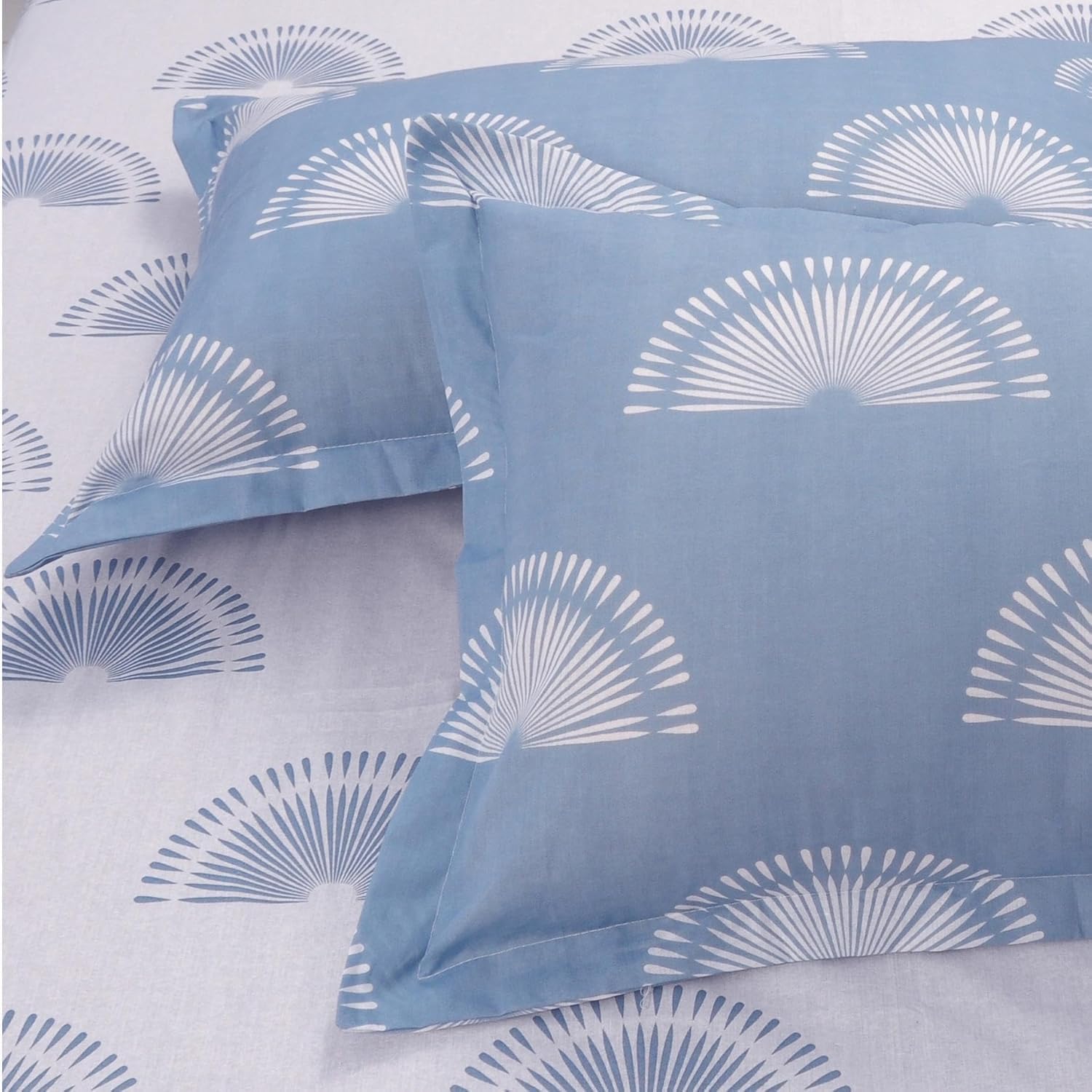 1 Double Bedsheet With 2 Pillow Covers - 88 X 96 Inches, Blue & White | Soft & Comfortable Feel To Your Skin | Do Not Bleach