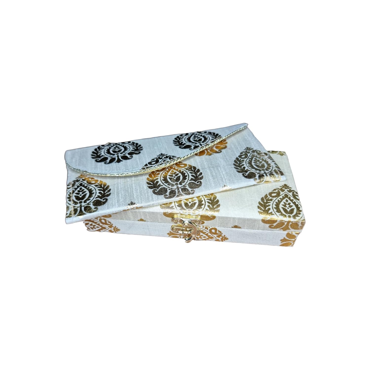 Decorative Printed Cash Box & Money Envelope, Shagun Box, Gift Box, Jewellery Box, Money Box Wedding Gift, Colour - Pearl White, Material - Wood