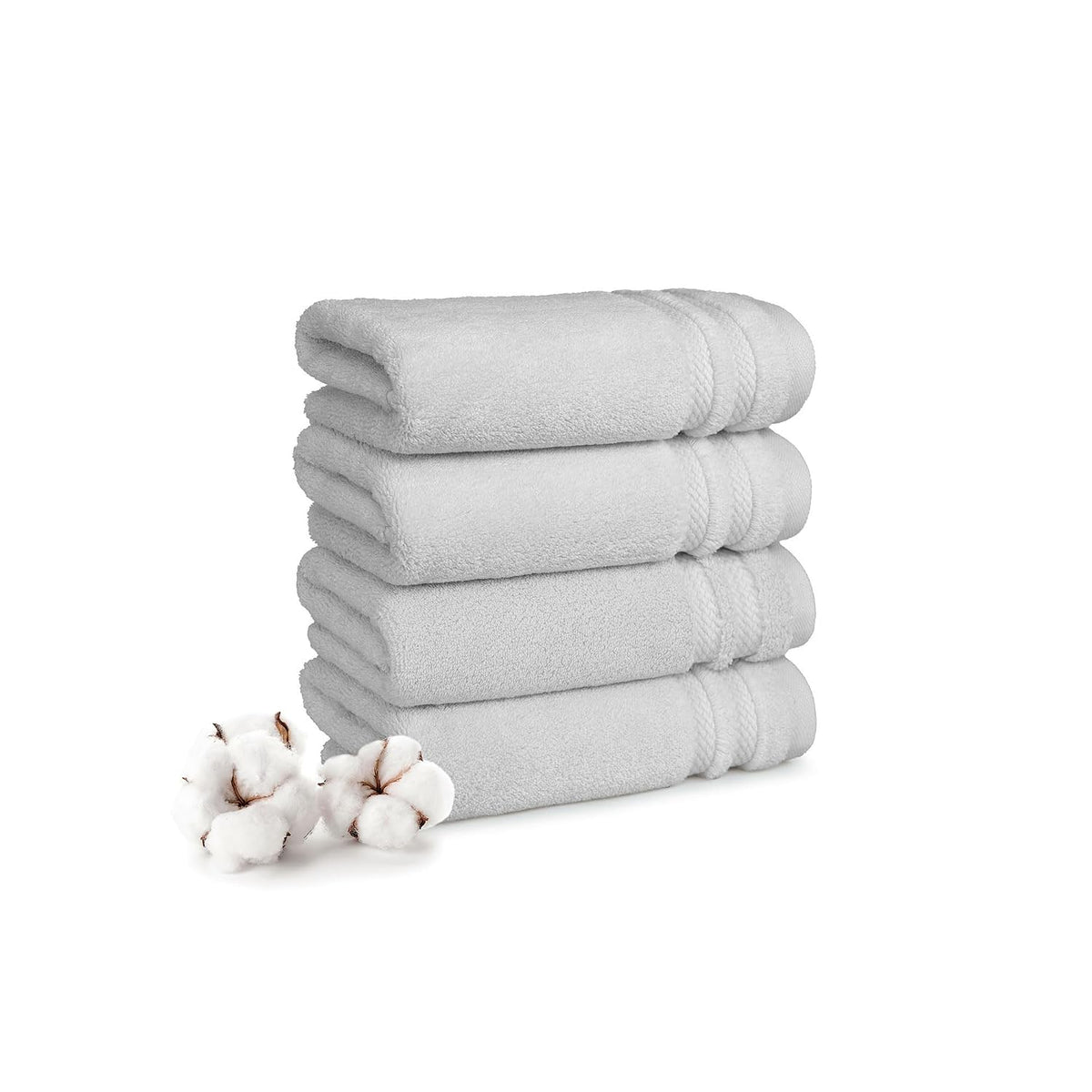 Mytrident Finesse 100% Cotton Hand Towels 800 Gsm (Grey) -4 Piece