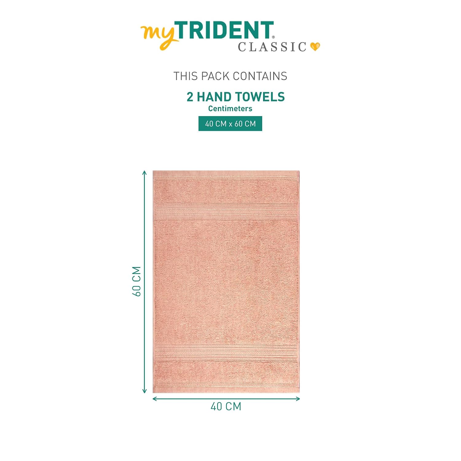 Mytrident Cotton Hand Towel 600 Gsm | For Men & Women Classic Towel 100% Cotton Hand Towel (Tender Peach)- Pack Of 2
