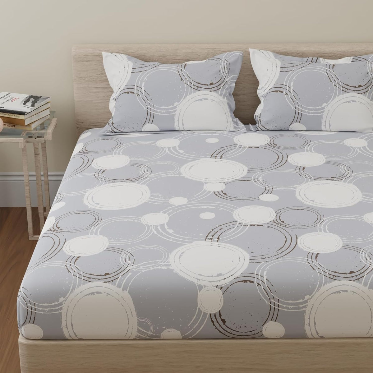 Bedsheet For Double Bed With 2 Pillow Covers Queen Size - 88 X 96 Inches, Grey | Ideal For Bedroom, Guest Room, Home, Daily Use