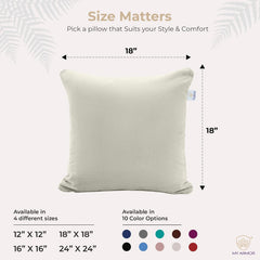 Microfiber Square Soft Pillow Cushion For Sofa & Bed, Cream - 18 X 18 Inch | Fluffy Pillow For Comfort & Back Support | Breathable, Washable | Premium Velvet Cover With Zip - Pack Of 5