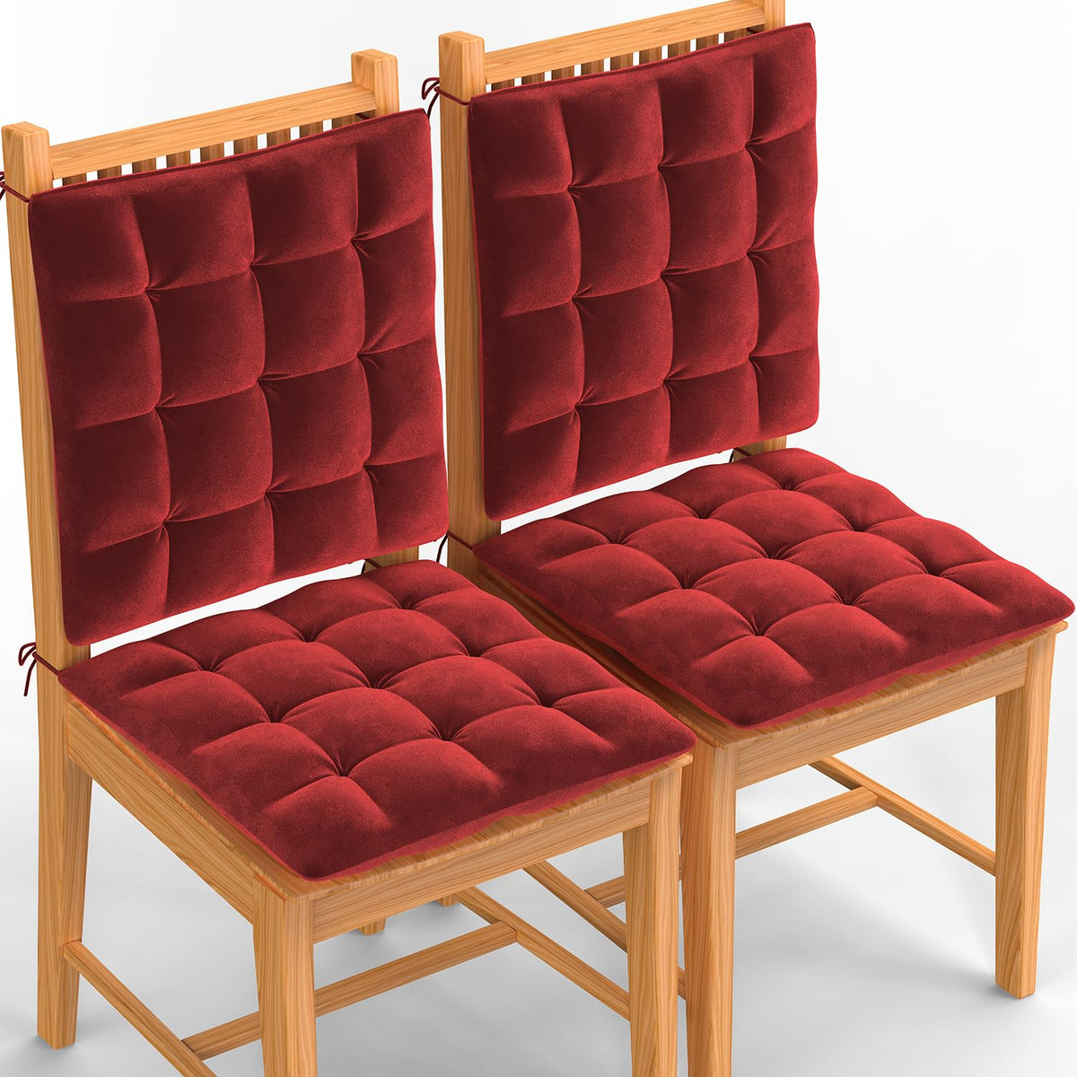 Square Chair Pads Cushion, For Comfortable Sitting, Maroon Color - 40 X 40 Cm | Seat Cushions With Ties For Sitting, Pooja, Dining & Office Table | Furniture Cushion, Washable - Pack Of 4